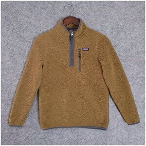 PATAGONIA Size 14 XL Coriander Brown Retro Pile Fleece 1/4 Zip Pullover Jacket